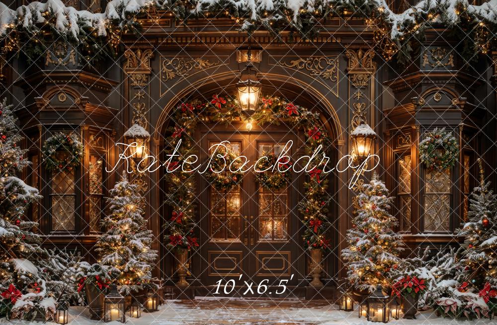 Kate Winter Christmas Brown Vintage Arched Door Backdrop Designed by Chain Photography -UK