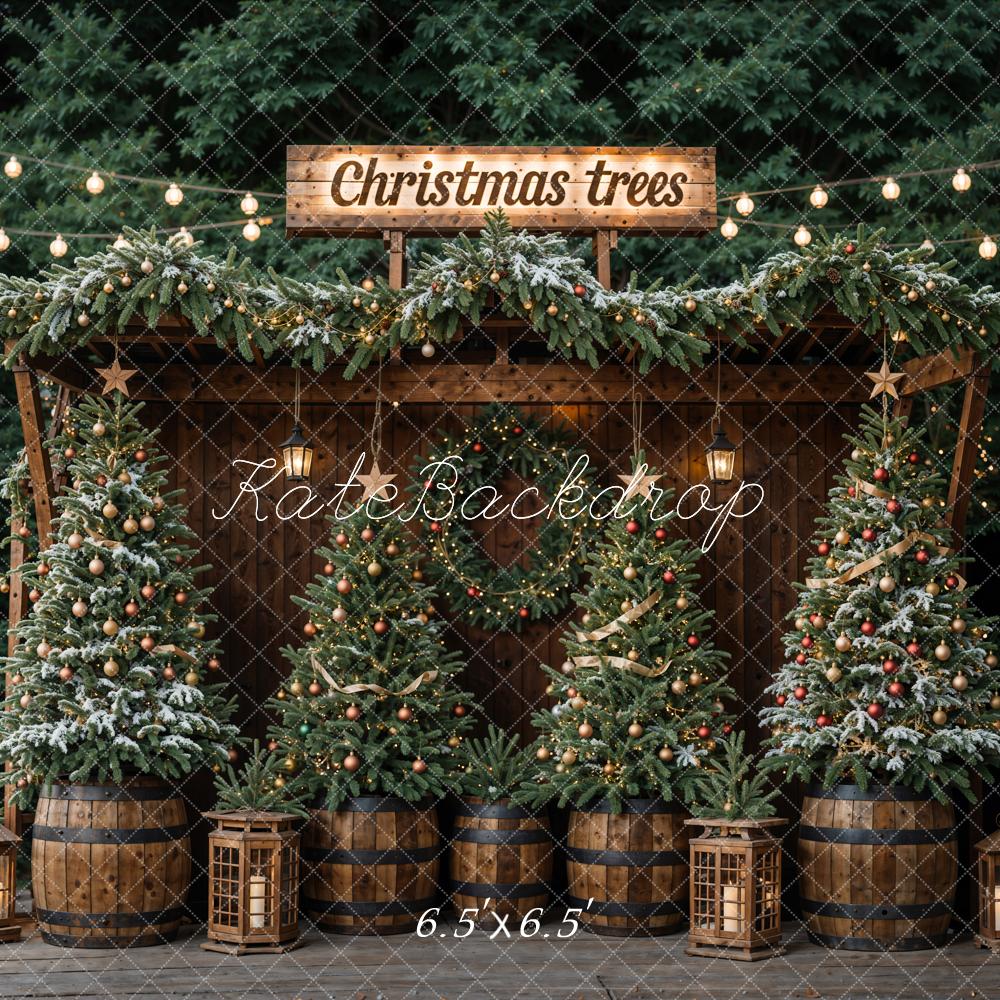 Kate Winter Dark Green Christmas Tree Forest Backdrop Designed by Emetselch -UK