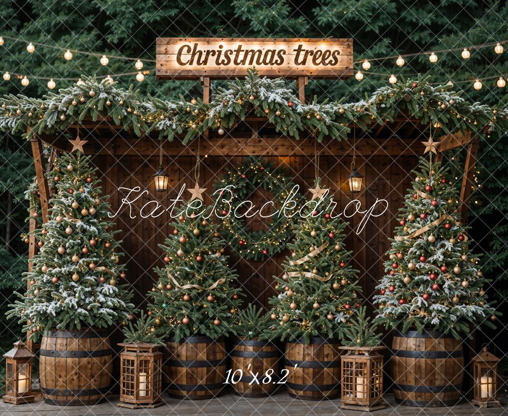 Kate Winter Dark Green Christmas Tree Forest Backdrop Designed by Emetselch -UK