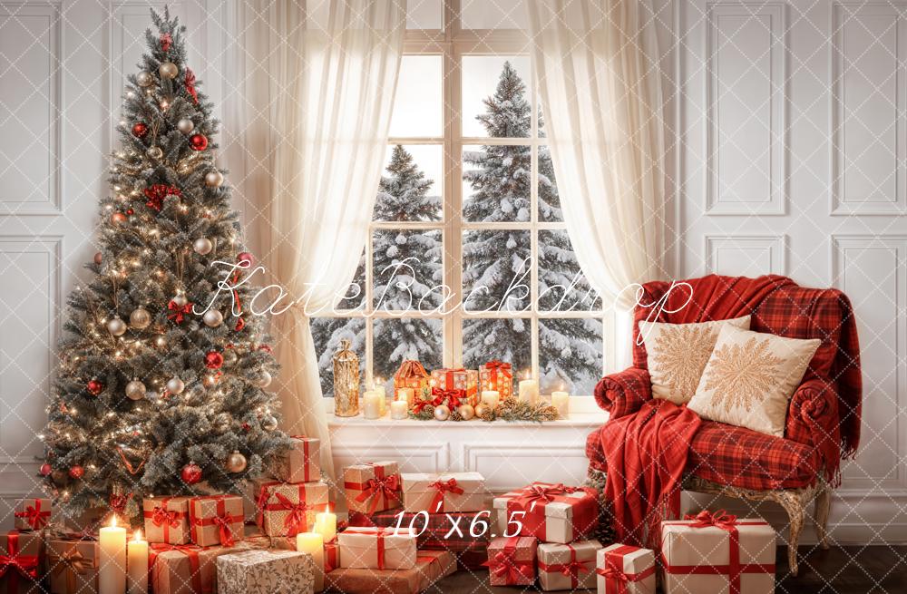 On Sale Kate Winter Christmas White Curtain Window Room Backdrop Designed by Emetselch -UK