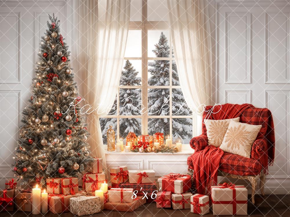 On Sale Kate Winter Christmas White Curtain Window Room Backdrop Designed by Emetselch -UK