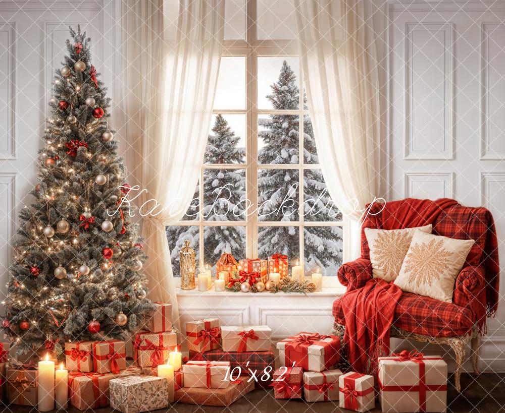 On Sale Kate Winter Christmas White Curtain Window Room Backdrop Designed by Emetselch -UK