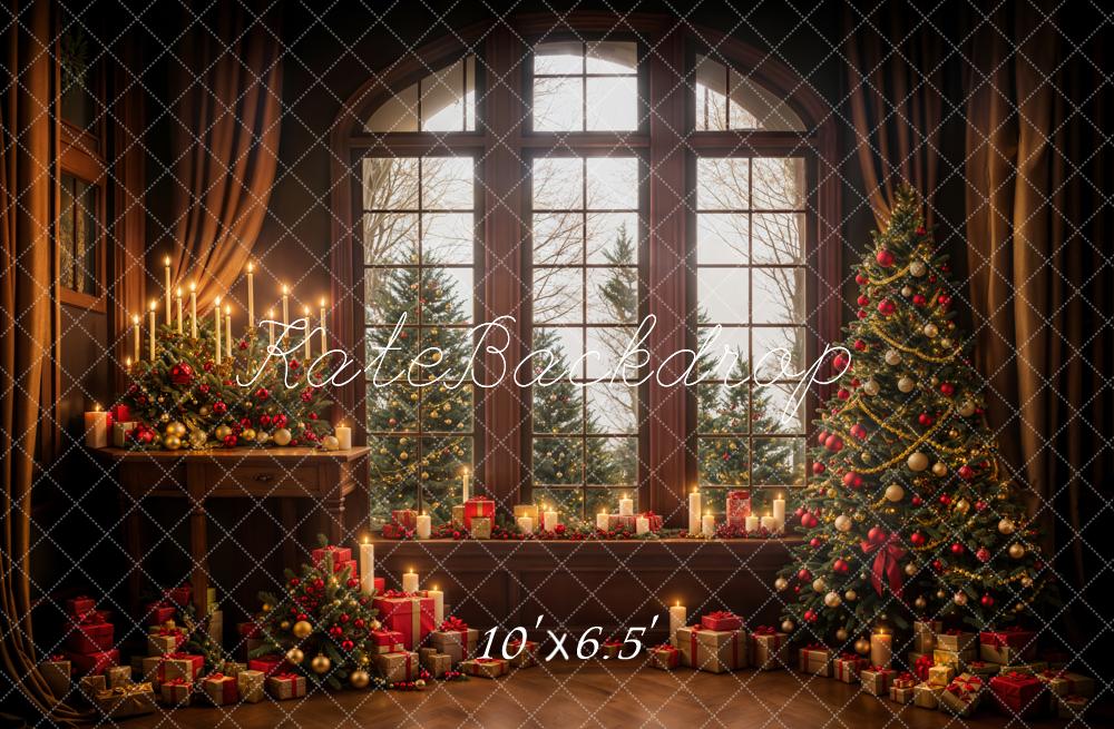 Kate Christmas Gifts Brown Wooden Window Backdrop Designed by Emetselch -UK