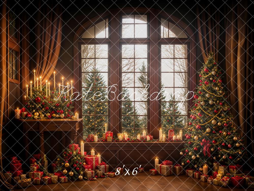 Kate Christmas Gifts Brown Wooden Window Backdrop Designed by Emetselch -UK