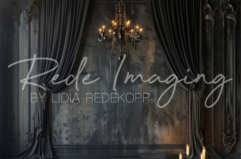 On Sale Kate Vintage Black Curtain Chandelier Wall Backdrop Designed by Lidia Redekopp -UK