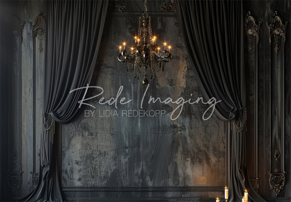 On Sale Kate Vintage Black Curtain Chandelier Wall Backdrop Designed by Lidia Redekopp -UK