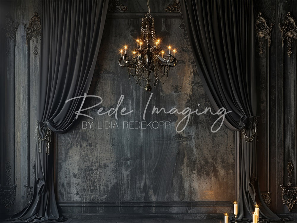 On Sale Kate Vintage Black Curtain Chandelier Wall Backdrop Designed by Lidia Redekopp -UK