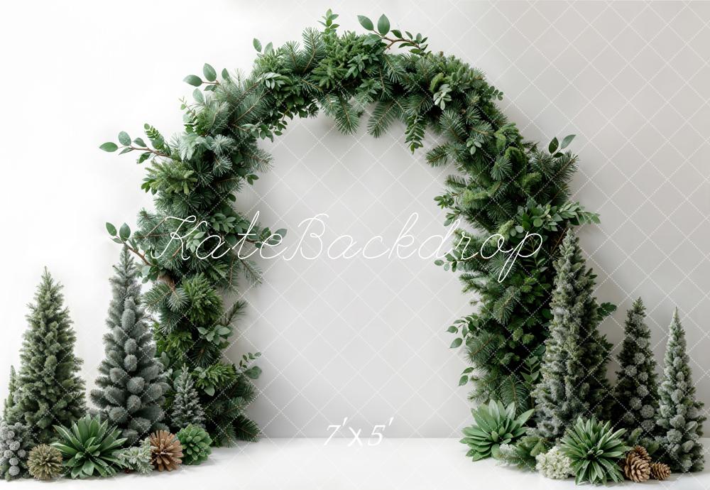 Kate Christmas Dark Green Plant Arch White Wall Backdrop Designed by Emetselch -UK