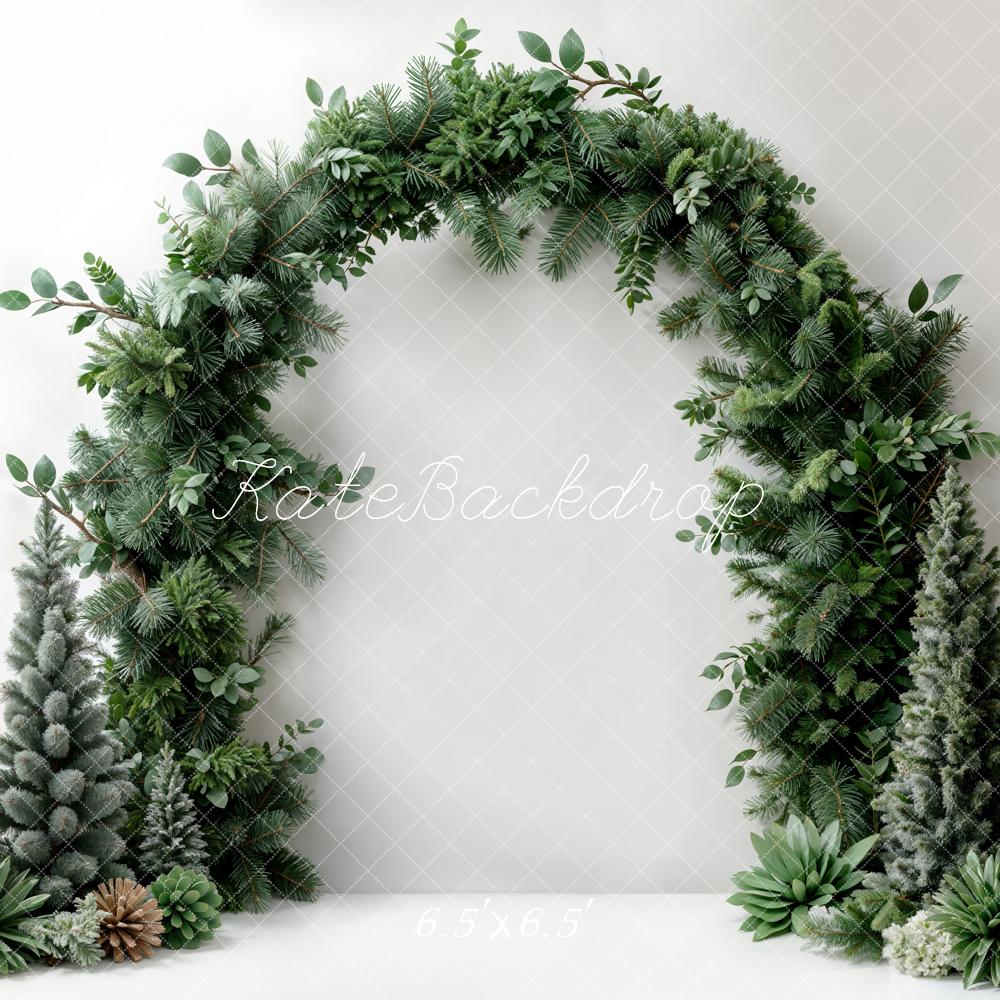 Kate Christmas Dark Green Plant Arch White Wall Backdrop Designed by Emetselch -UK