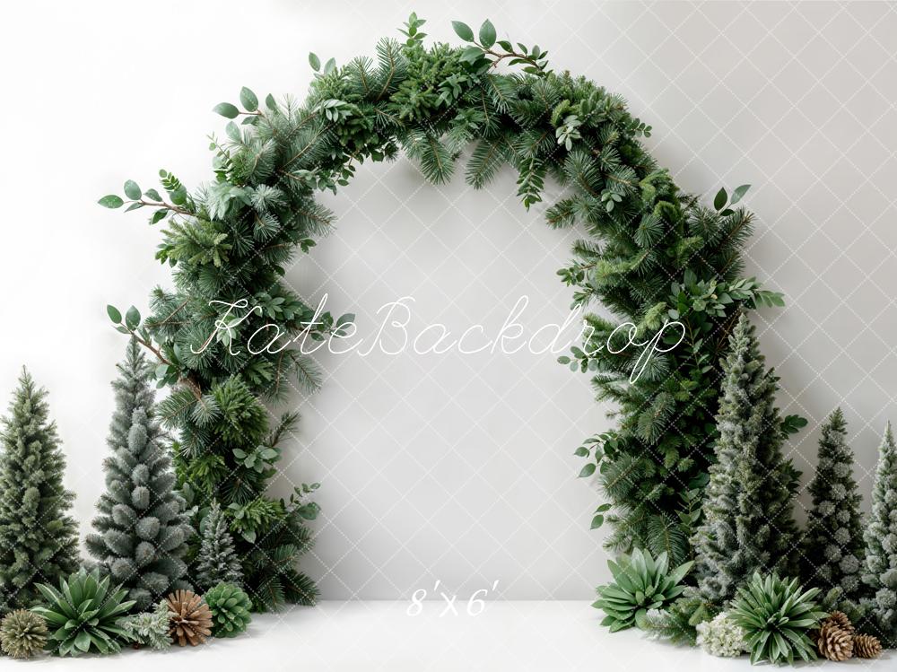 Kate Christmas Dark Green Plant Arch White Wall Backdrop Designed by Emetselch -UK