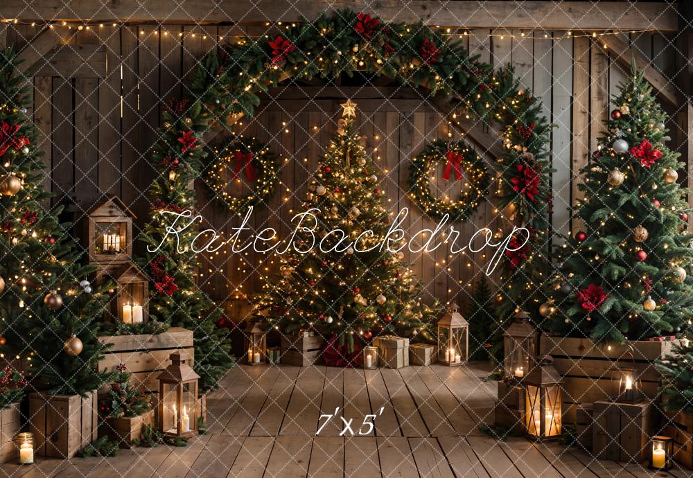 On Sale Kate Christmas Brown Wooden Arched Barn Door Backdrop Designed by Chain Photography -UK