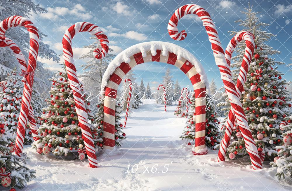 On Sale Kate Winter Christmas Forest Snow Candy Arch Backdrop Designed by Chain Photography -UK