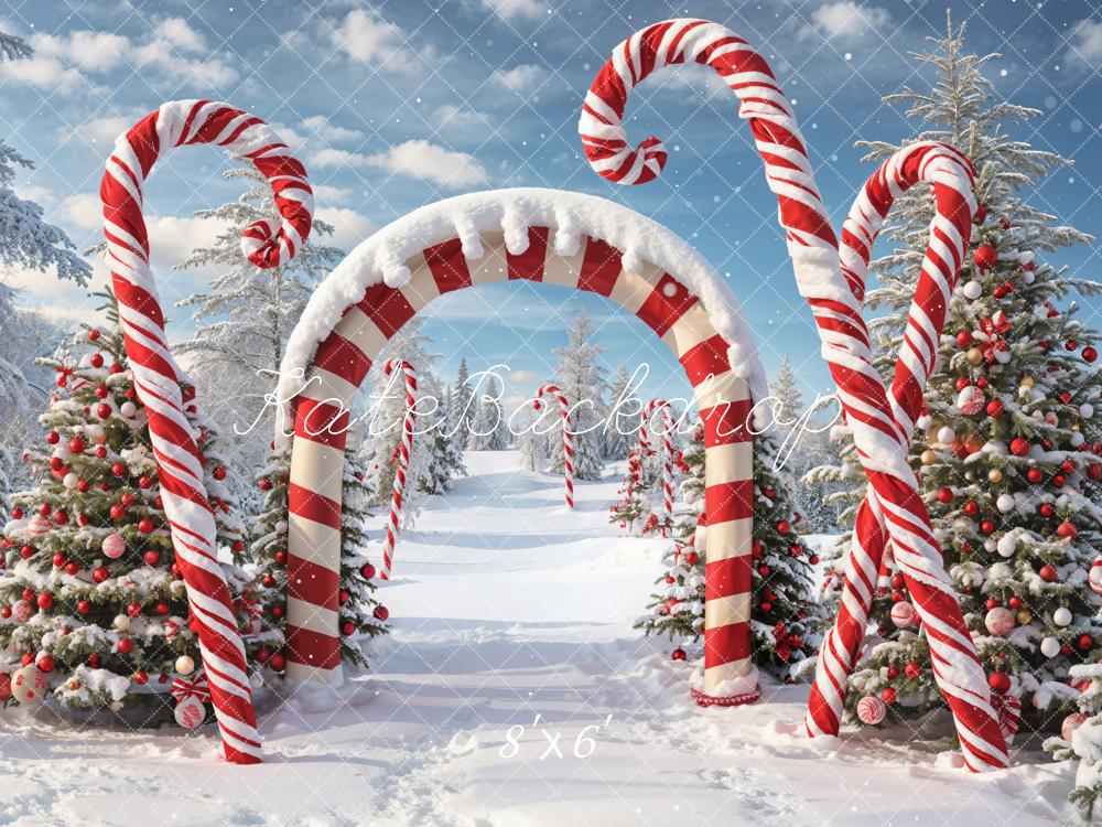 On Sale Kate Winter Christmas Forest Snow Candy Arch Backdrop Designed by Chain Photography -UK