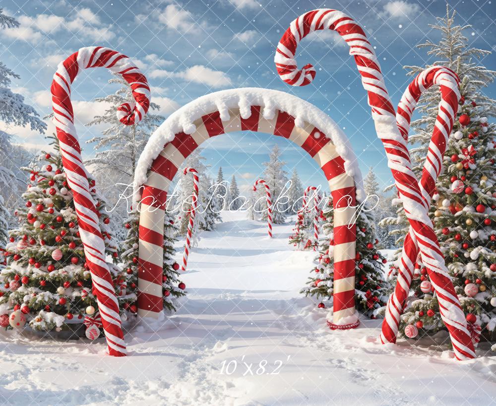 On Sale Kate Winter Christmas Forest Snow Candy Arch Backdrop Designed by Chain Photography -UK