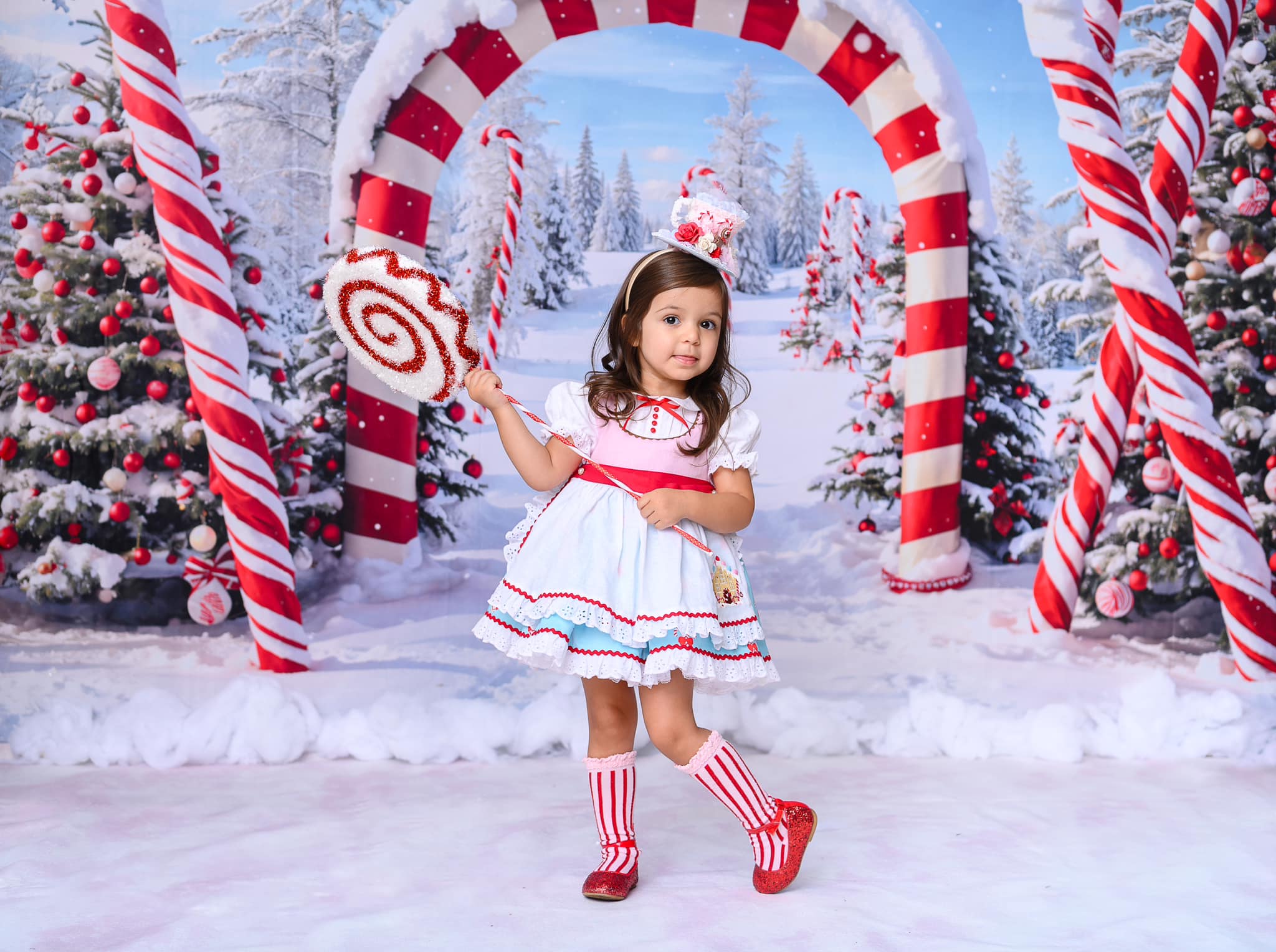 On Sale Kate Winter Christmas Forest Snow Candy Arch Backdrop Designed by Chain Photography -UK