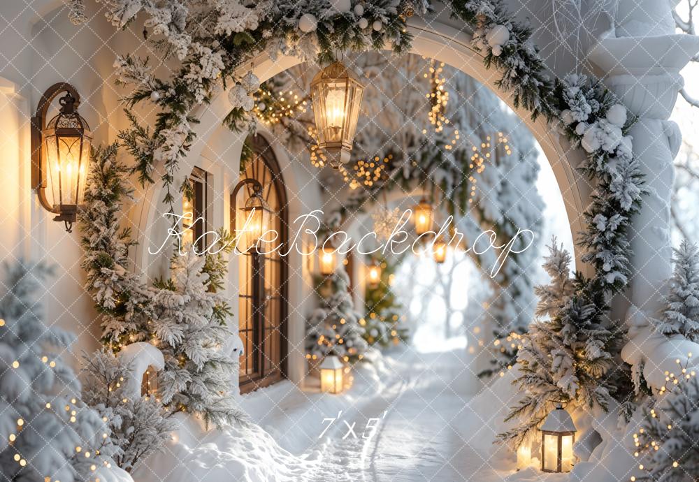 Kate Winter Snowy Christmas Arch Hallway Backdrop Designed by Emetselch -UK