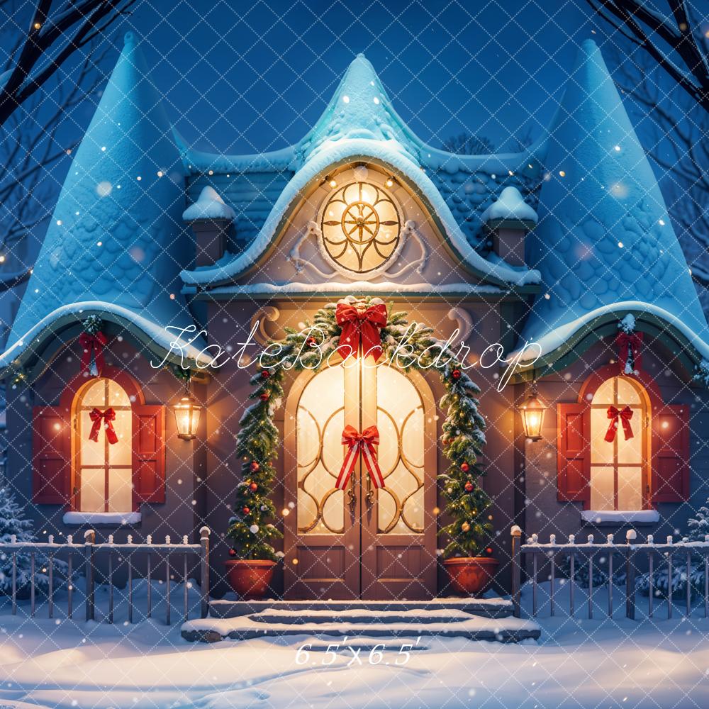 On Sale Kate Fantasy Cartoon Winter Snow Blue House Backdrop Designed by GQ -UK