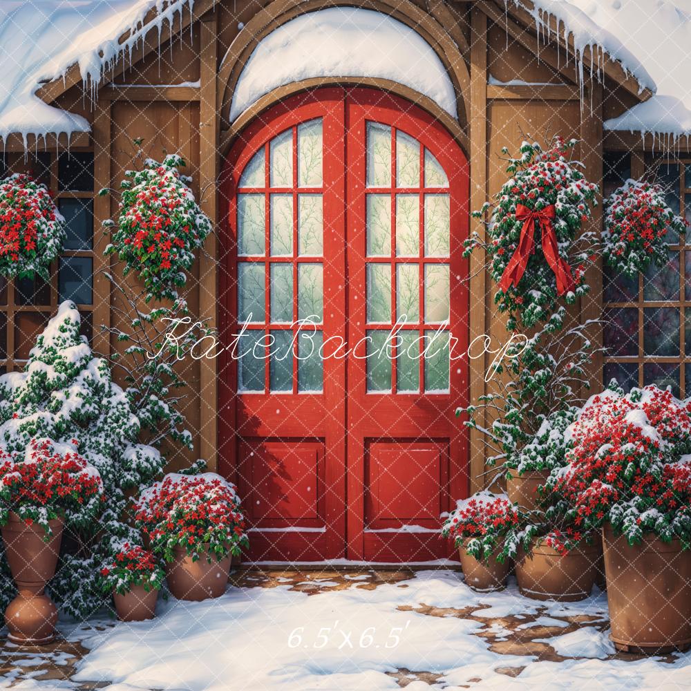 On Sale Kate Winter Red Arch Door Retro Cabin Backdrop Designed by Chain Photography -UK