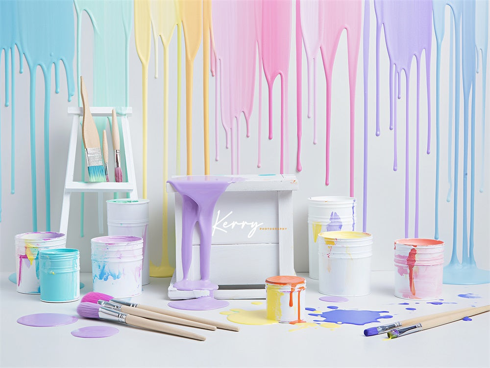 Kate Colorful Light Watercolor Painting Wall Backdrop Designed by Kerry Anderson -UK