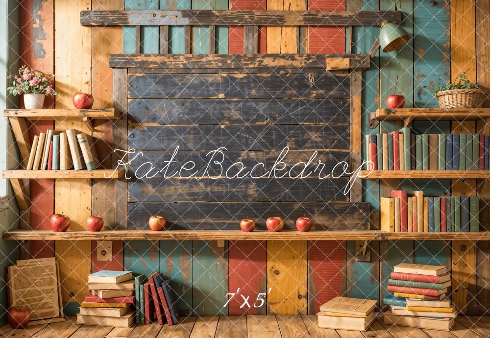 Kate Back to School Bookshelf Blackboard Backdrop Designed by Emetselch -UK