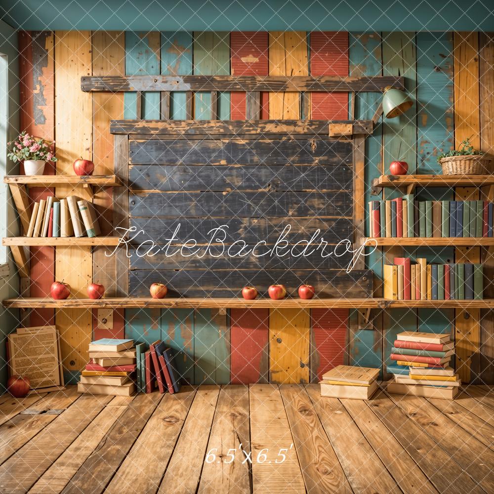 Kate Back to School Bookshelf Blackboard Backdrop Designed by Emetselch -UK