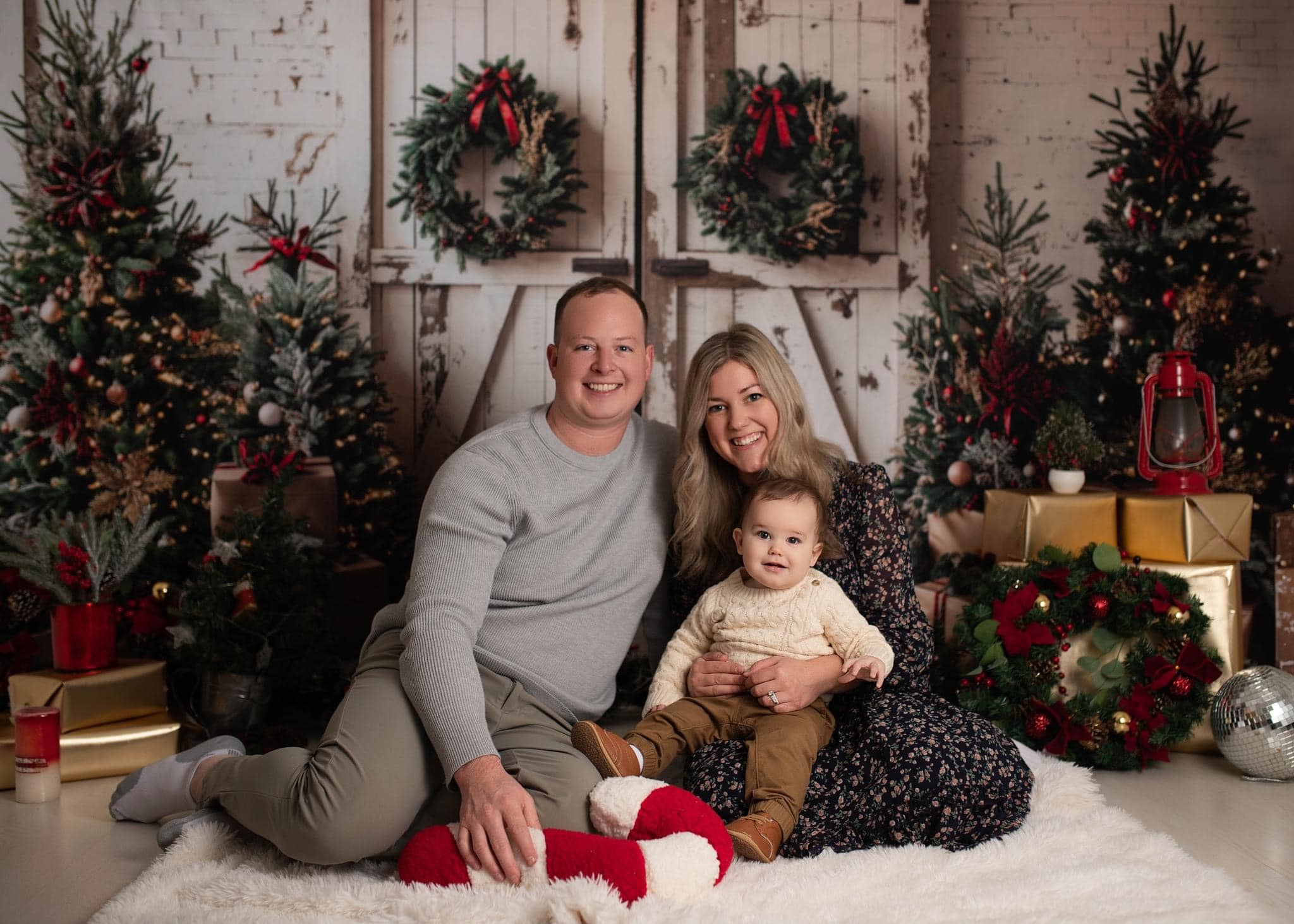 Kate Christmas White Shabby Barn Door Backdrop Designed by Emetselch -UK