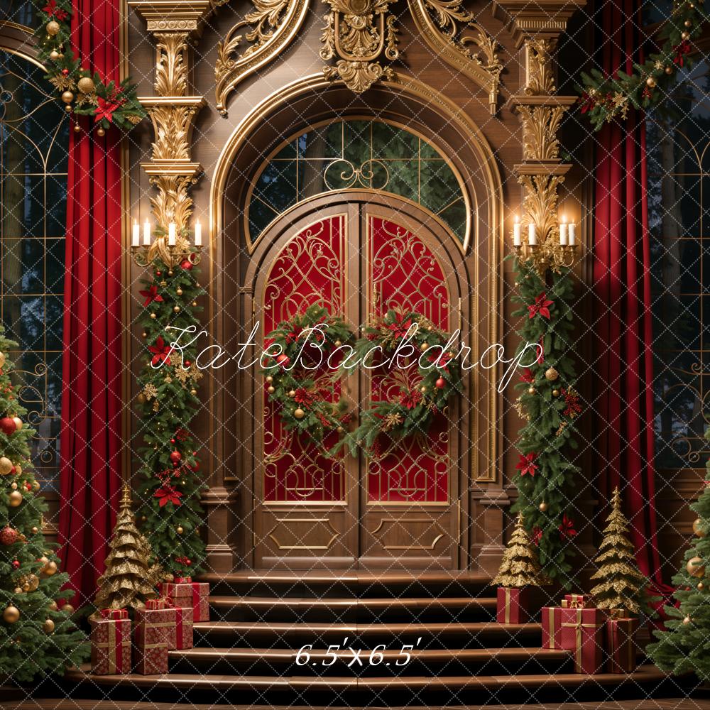 Kate Christmas Trees Retro Golden Door Backdrop Designed by Emetselch