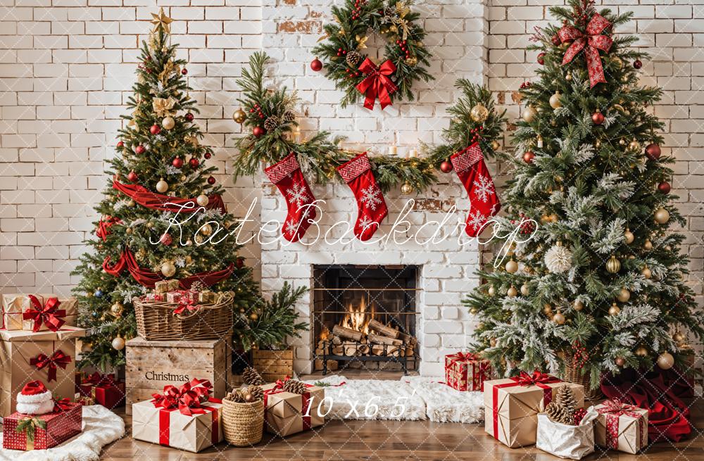 On Sale Kate Christmas White Brick Fireplace Backdrop Designed by Emetselch -UK