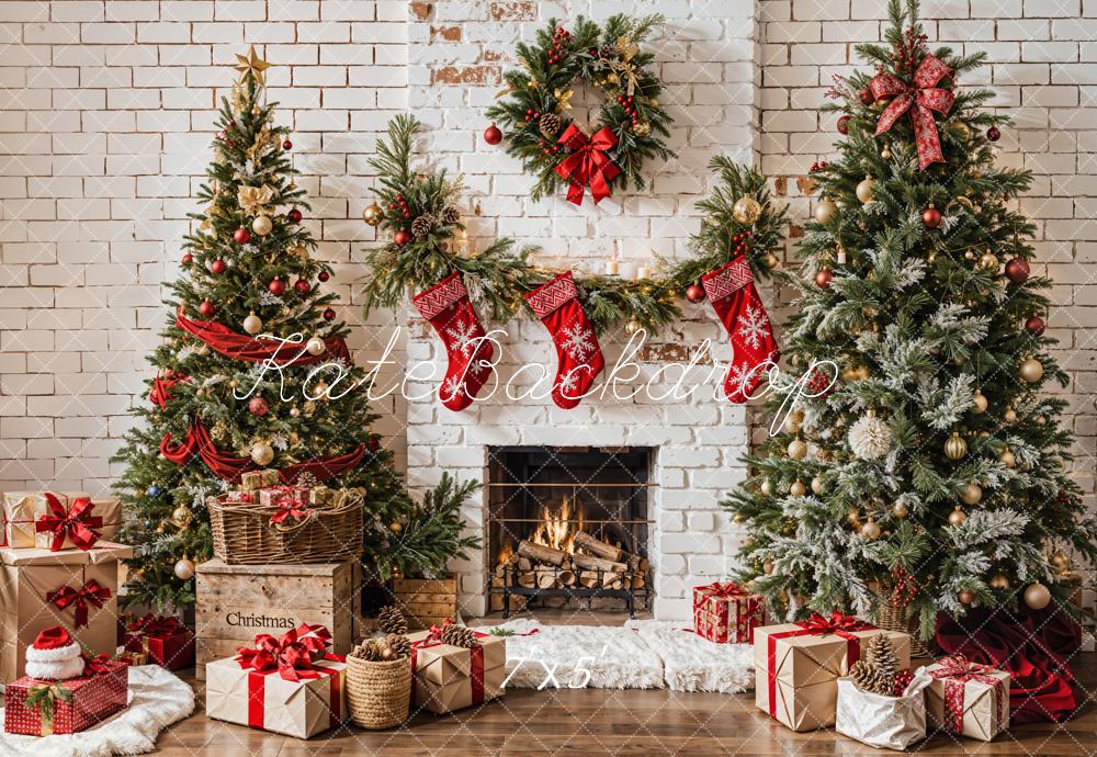 On Sale Kate Christmas White Brick Fireplace Backdrop Designed by Emetselch -UK