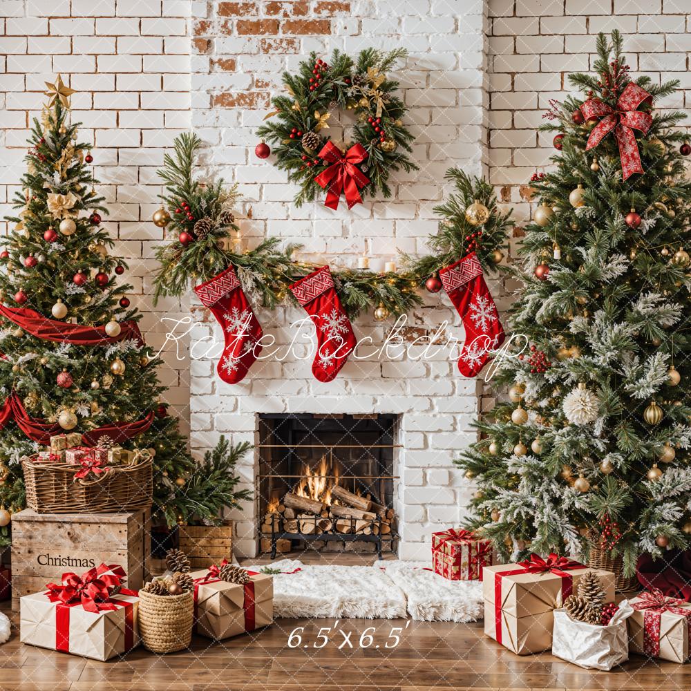 On Sale Kate Christmas White Brick Fireplace Backdrop Designed by Emetselch -UK