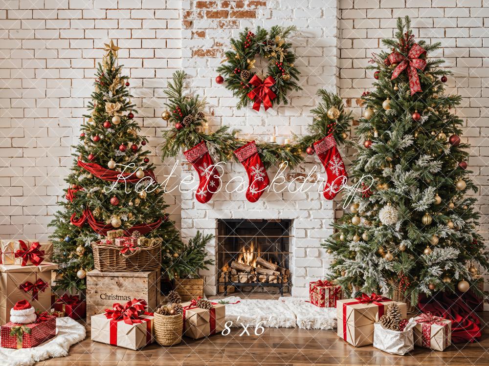 On Sale Kate Christmas White Brick Fireplace Backdrop Designed by Emetselch -UK