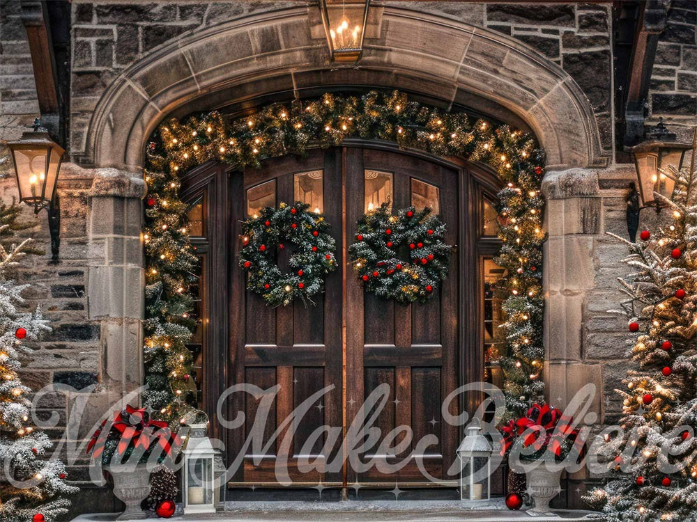 Kate Christmas Brown Arched Stone Castle Door Backdrop Designed by Mini MakeBelieve -UK