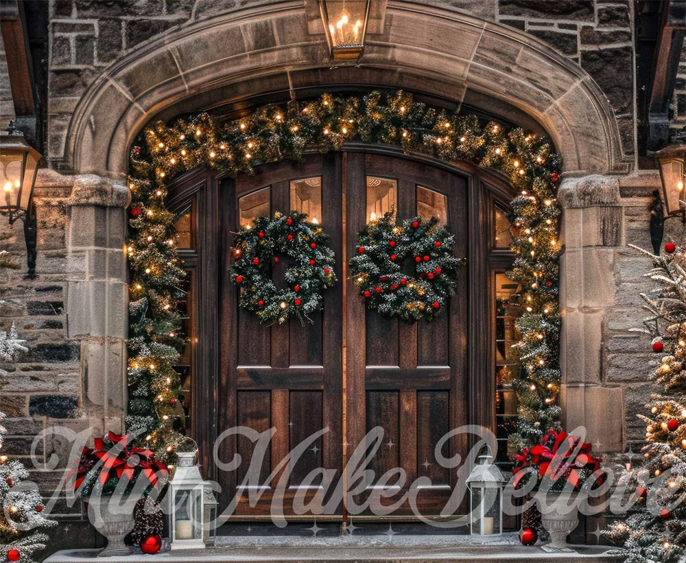 Kate Christmas Brown Arched Stone Castle Door Backdrop Designed by Mini MakeBelieve -UK