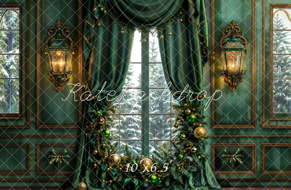 Lightning Deals Kate Christmas Dark Green Curtain Retro Wall Backdrop Designed by Emetselch -UK