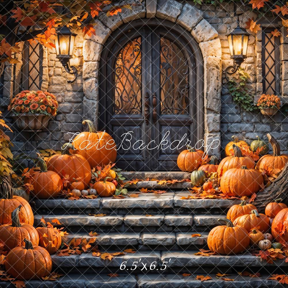 Kate Autumn Pumpkin Retro Stone Castle Backdrop Designed by Chain Photography -UK