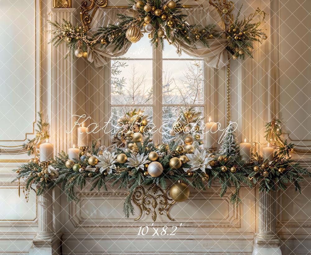 Kate Christmas Vintage White Window Backdrop Designed by Emetselch -UK