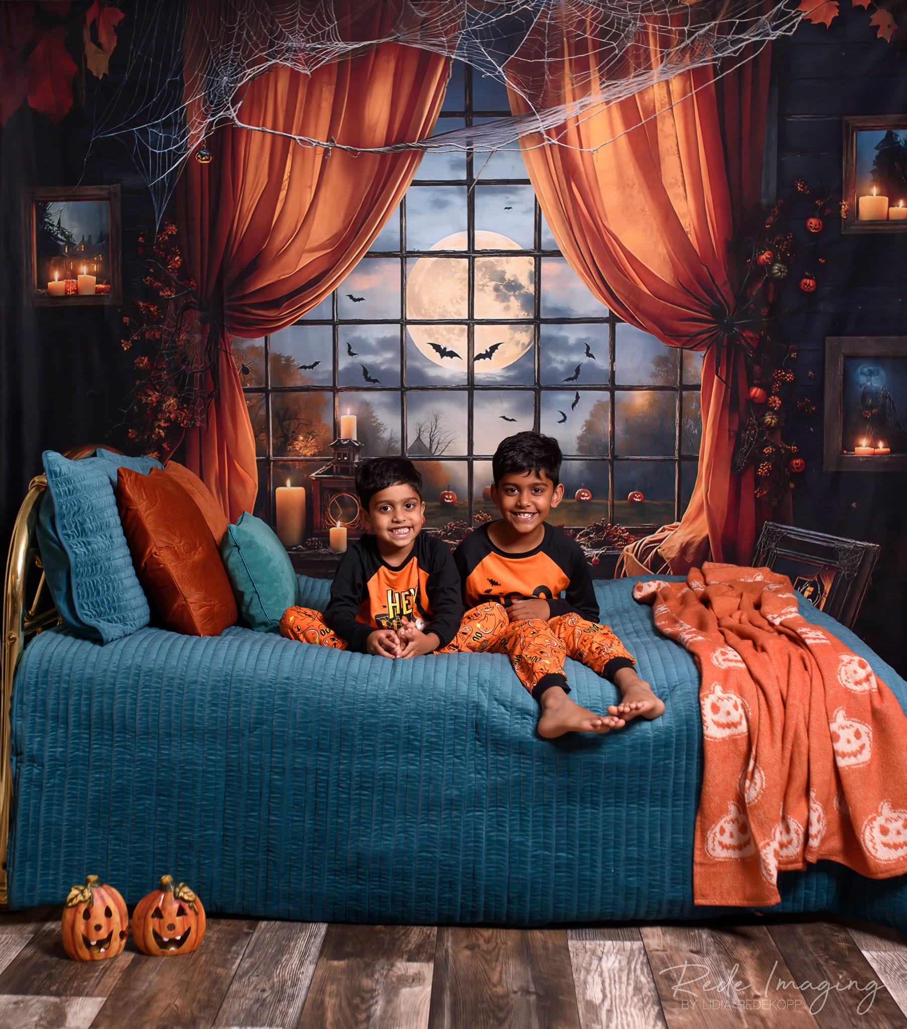 Kate Halloween Night Bat Curtain Window Backdrop Designed by Emetselch -UK