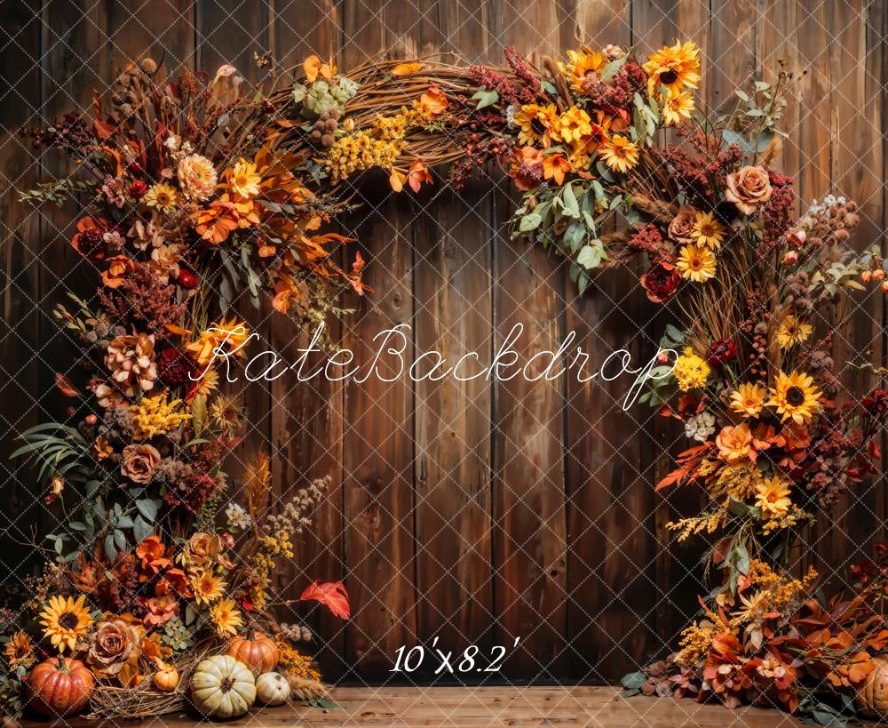 Kate Autumn Pumpkin Sunflower Arch Wall Backdrop Designed by Chain Photography -UK