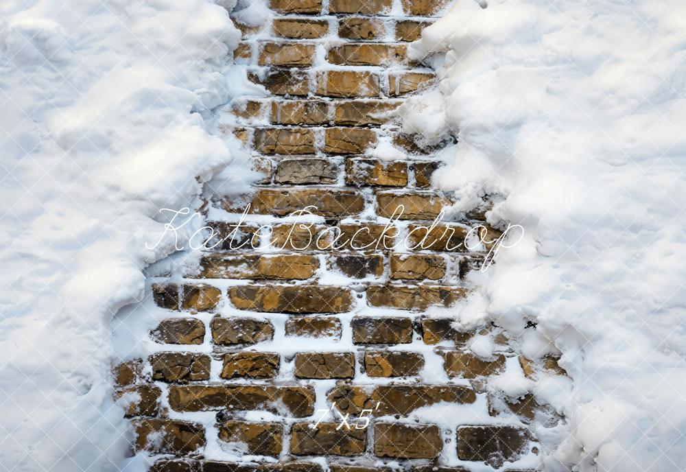 Kate Winter Snow Brick Road Floor Backdrop Designed by Kate Image