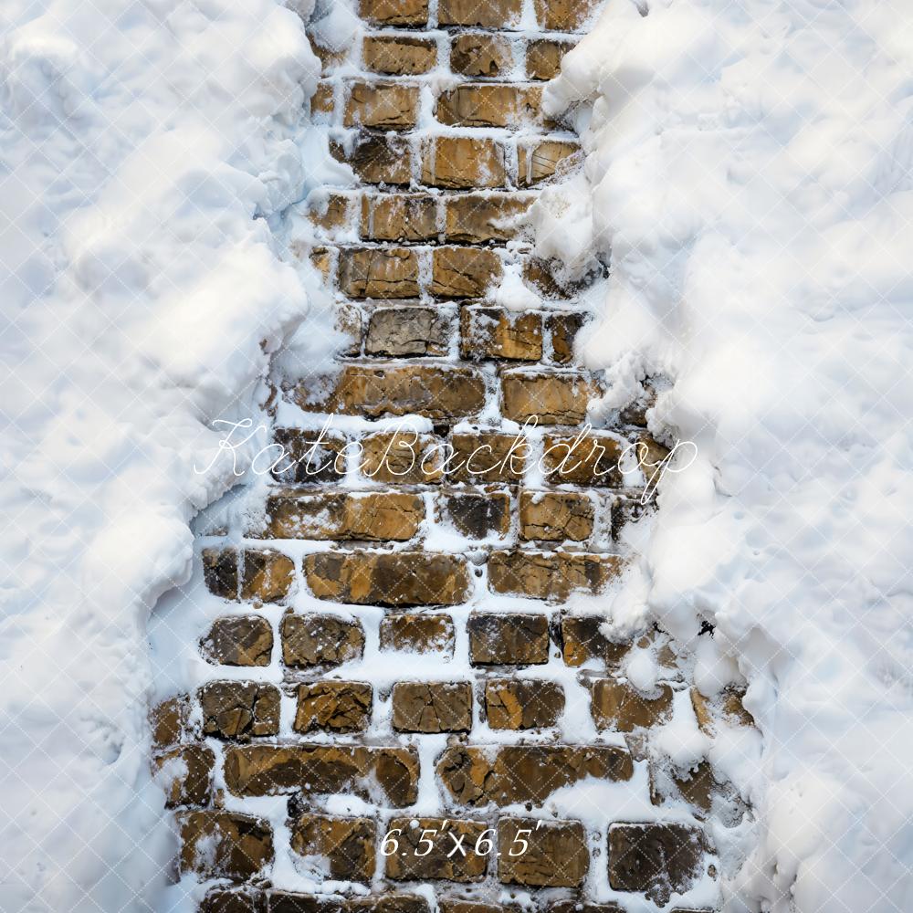 Kate Winter Snow Brick Road Floor Backdrop Designed by Kate Image