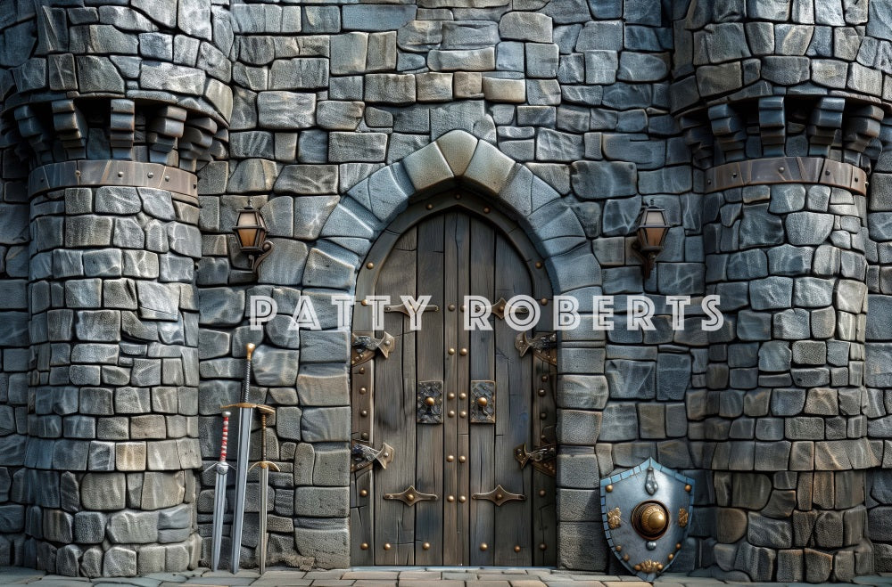 Kate Vintage Gray Stone Castle Backdrop Designed by Patty Robert -UK