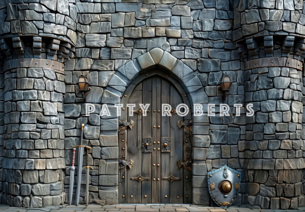 Kate Vintage Gray Stone Castle Backdrop Designed by Patty Robert -UK