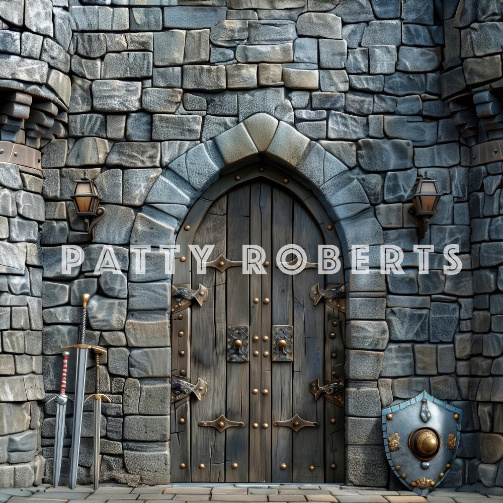 Kate Vintage Gray Stone Castle Backdrop Designed by Patty Robert -UK