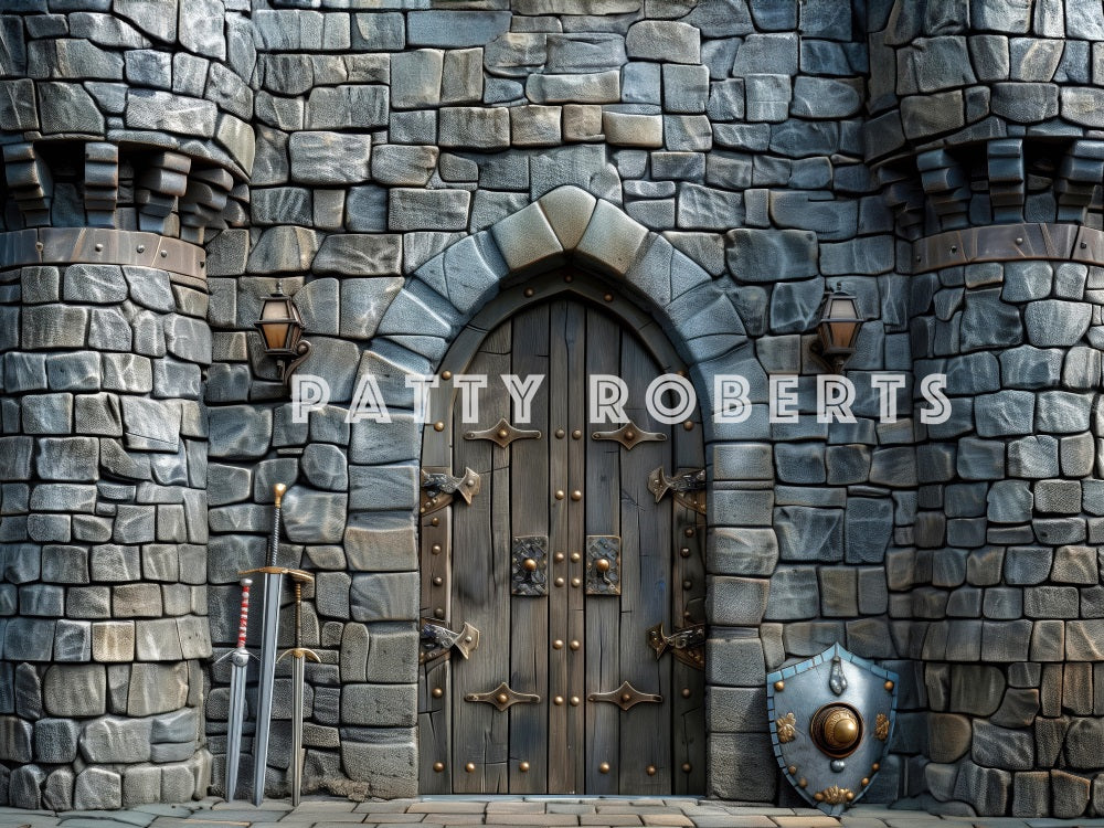 Kate Vintage Gray Stone Castle Backdrop Designed by Patty Robert -UK