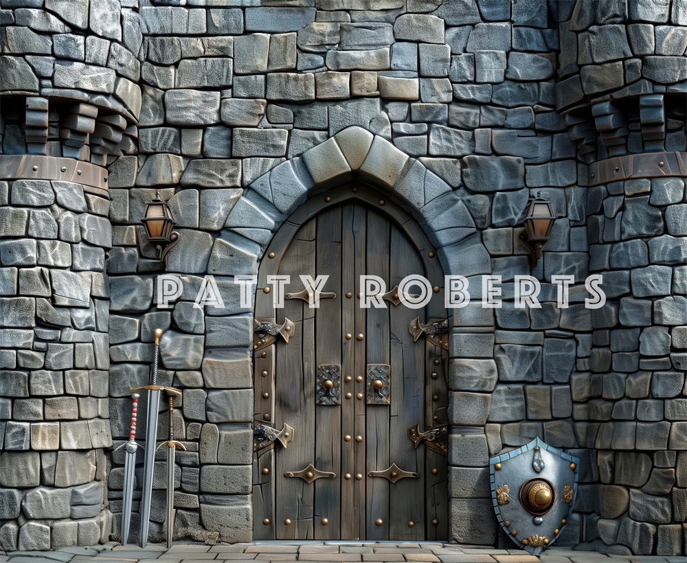 Kate Vintage Gray Stone Castle Backdrop Designed by Patty Robert -UK