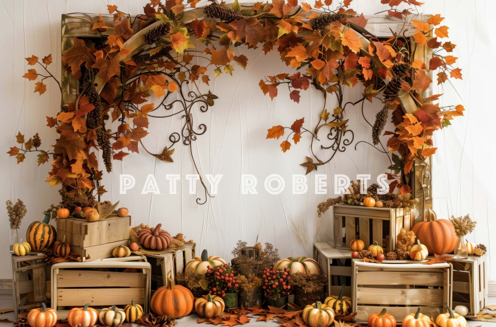 Kate Autumn Pumpkin Maple Leaf Wooden Arch Backdrop Designed by Patty Robert -UK