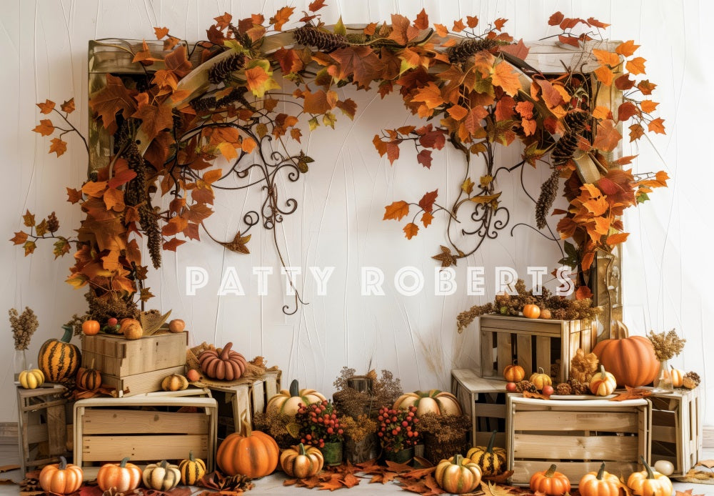 Kate Autumn Pumpkin Maple Leaf Wooden Arch Backdrop Designed by Patty Robert -UK