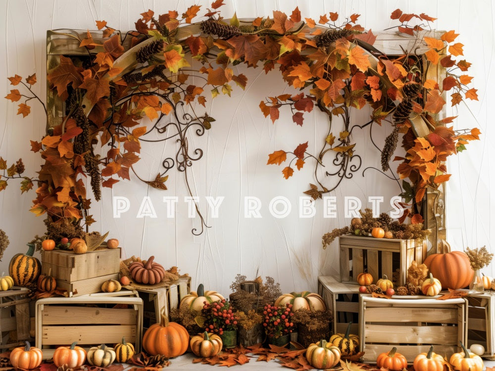 Kate Autumn Pumpkin Maple Leaf Wooden Arch Backdrop Designed by Patty Robert -UK