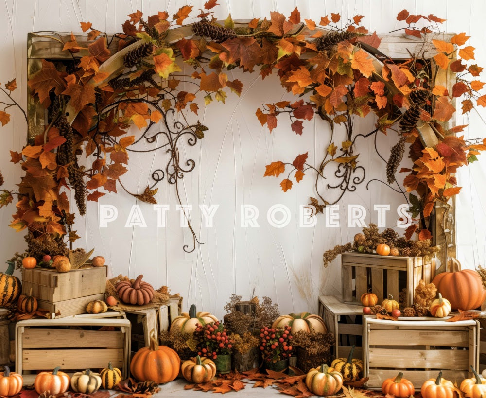 Kate Autumn Pumpkin Maple Leaf Wooden Arch Backdrop Designed by Patty Robert -UK