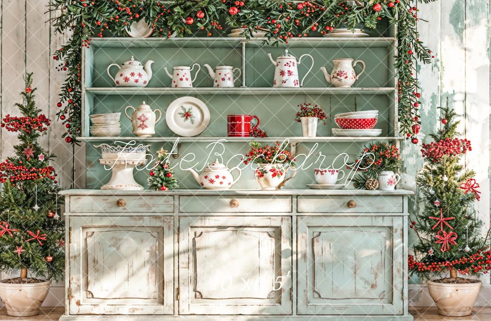 Kate Christmas Sunshine Green Cabinets Backdrop Designed by Emetselch -UK